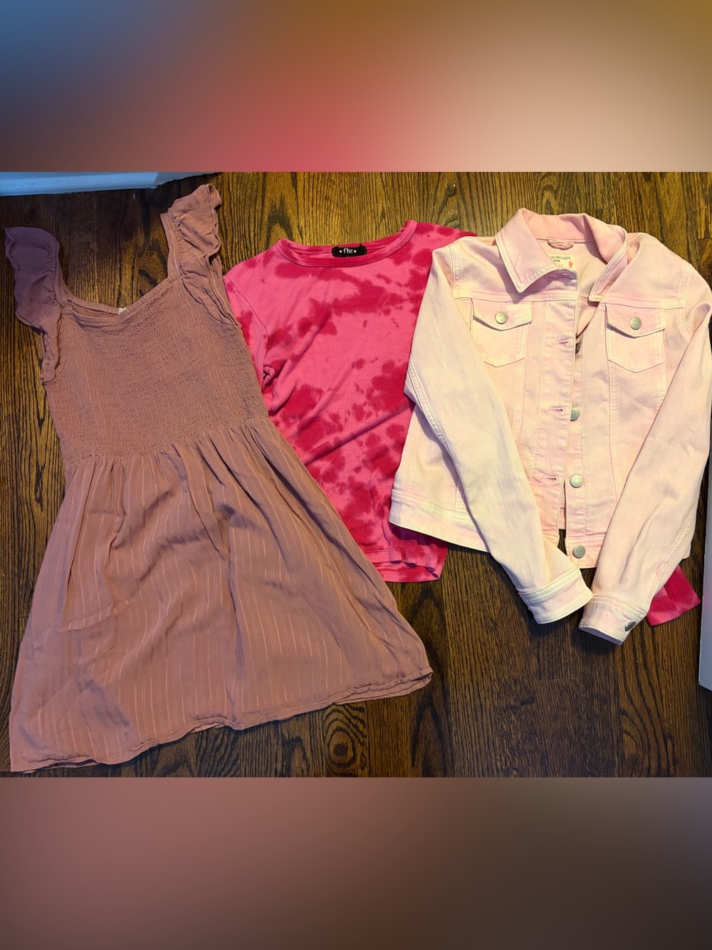 GIRLS SIZE 12 PINK CLOTHING BUNDLE—1 JACKET, 1 TOP, & 1 DRESS